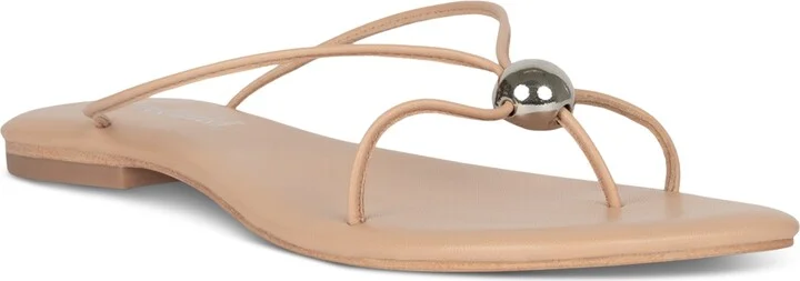 Jeffrey Campbell Cherished Dome-Stud Strappy Flat Sandals - Buff/Silver