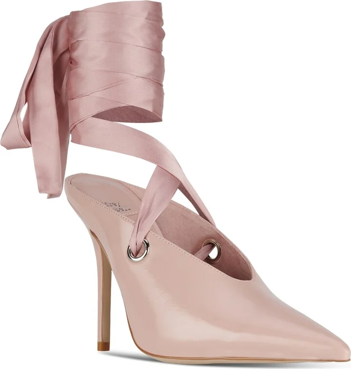 Jeffrey Campbell Grateau Sculpted High-Heel Lace-Up Mules