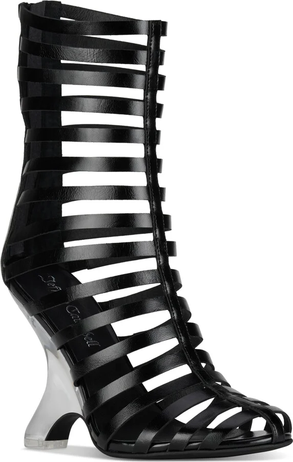 Jeffrey Campbell Santigold Sculpted Strappy High-Heel Dress Sandals - Black Shiny/Clear