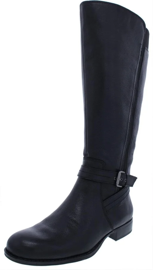 Jelina Womens Wide Calf Leather Riding Boots