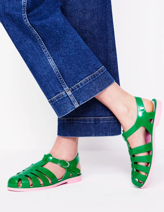 Jelly Shoe, Rich Emerald/ Soft Pink - Image 2