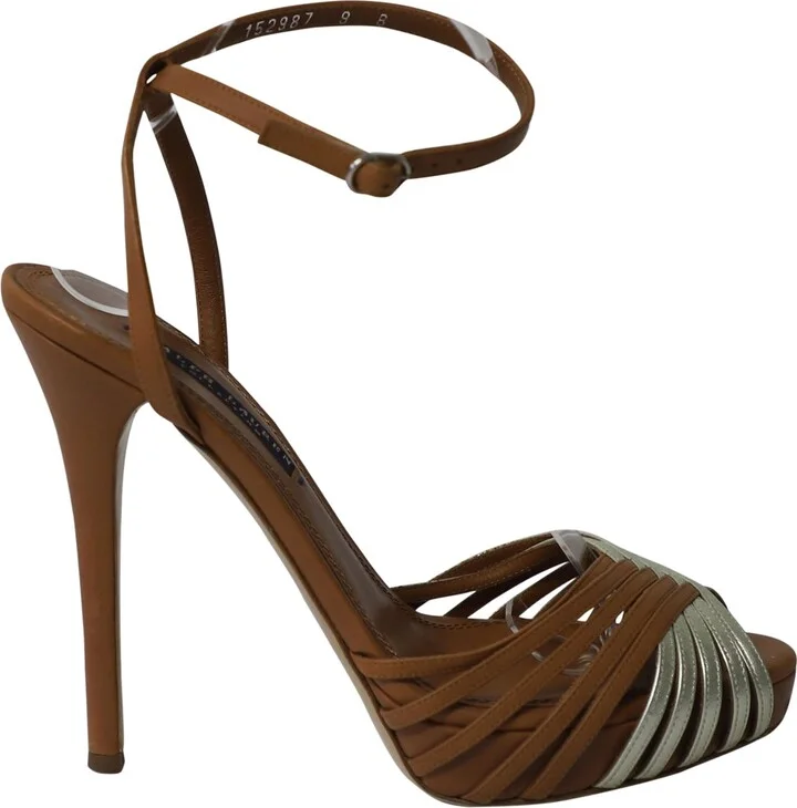 Jenine Ankle Strap High Heel Sandals in Multicolor Leather