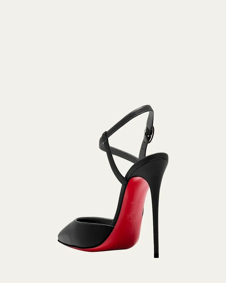Jenlove Calfskin Red Sole Ankle-Strap High-Heel Pumps - Image 2