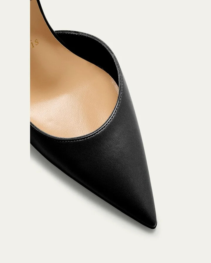 Jenlove Calfskin Red Sole Ankle-Strap High-Heel Pumps - Image 4