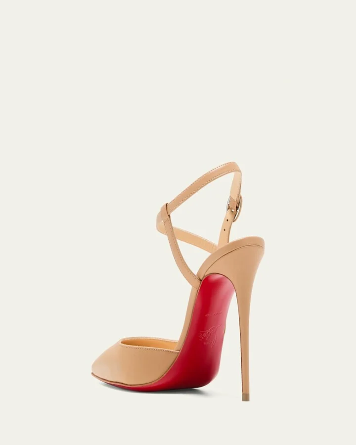 Jenlove Calfskin Red Sole Ankle-Strap High-Heel Pumps - Image 11