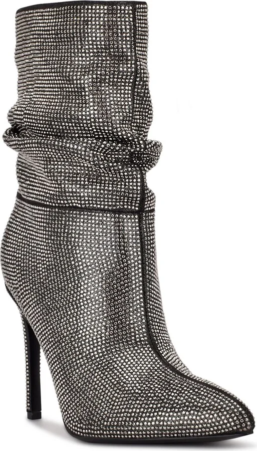 Jenn 2 Womens Rhinestone Pointed Toe Ankle Boots