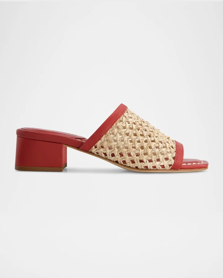 Red/palha Antique Calf/woven Raffia