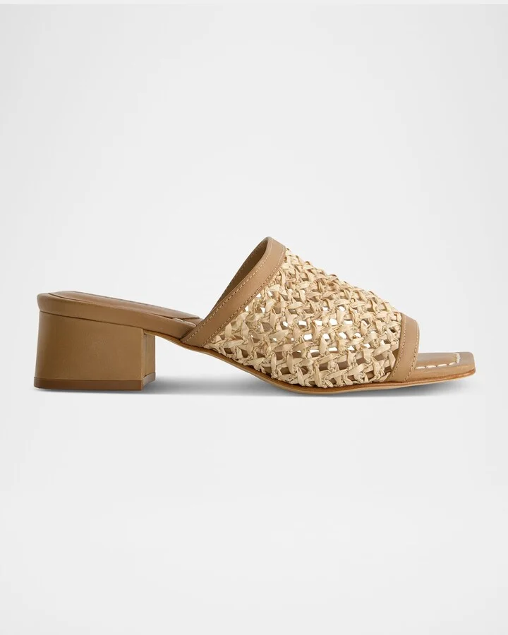 Sand / Palha Antique Calf/woven Raffia