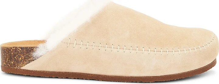 Jenni Kayne Shearling Lined Moc Clog in Beige
