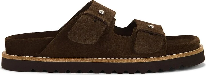 Jenni Kayne Suede Hutton Slide Sandal in Chocolate