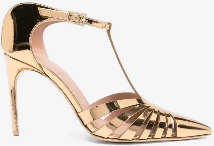 Jennifer 90 Metallic Leather Mules