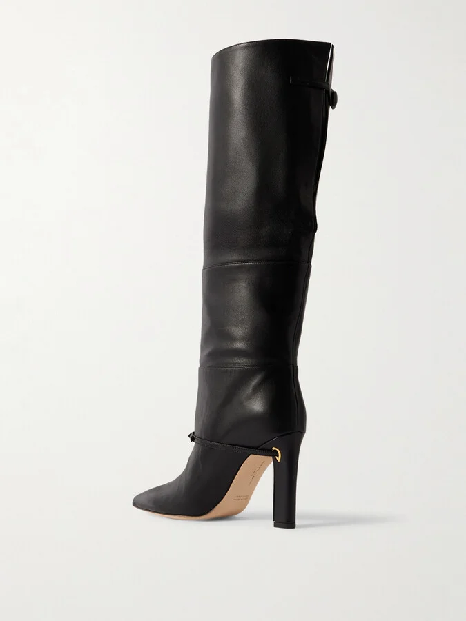Jennifer Chamandi - Eddie Leather Knee Boots - Black - Image 3