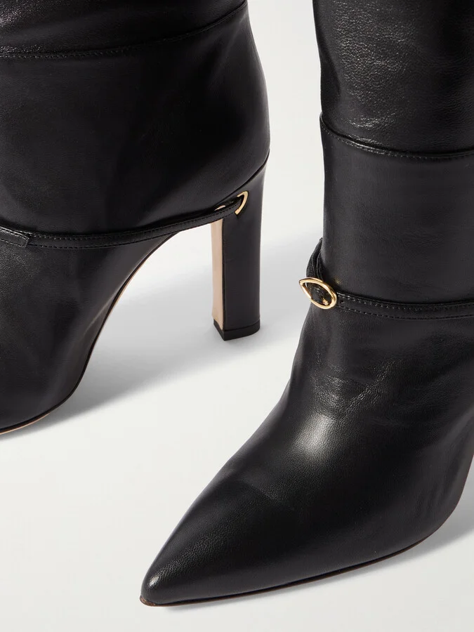 Jennifer Chamandi - Eddie Leather Knee Boots - Black - Image 4