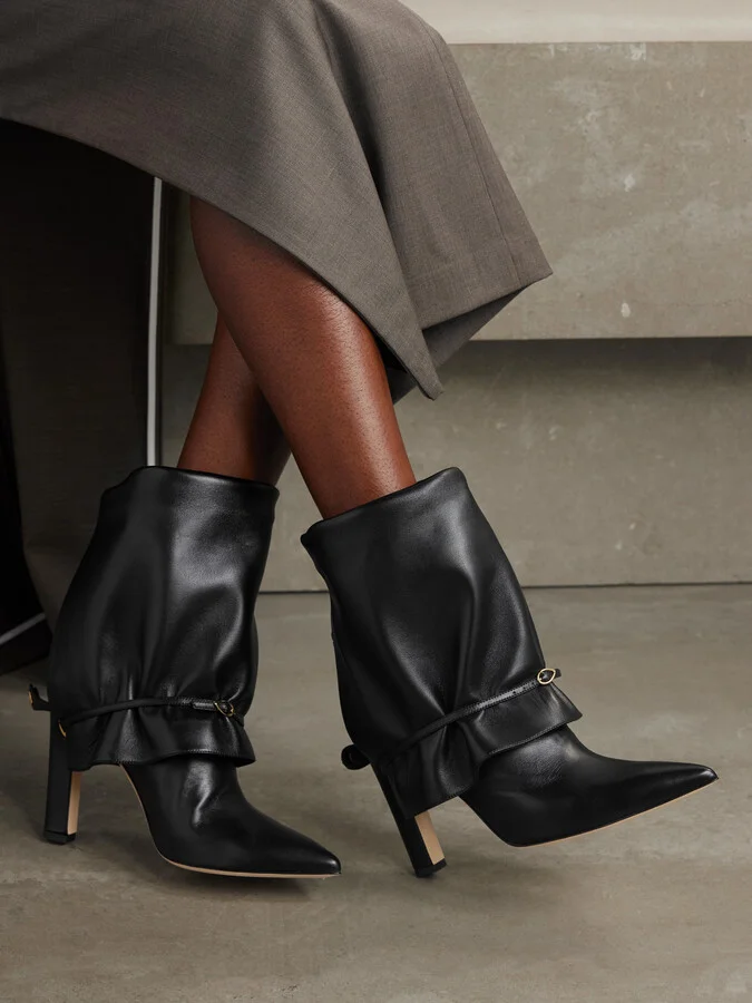 Jennifer Chamandi - Eddie Leather Knee Boots - Black - Image 5