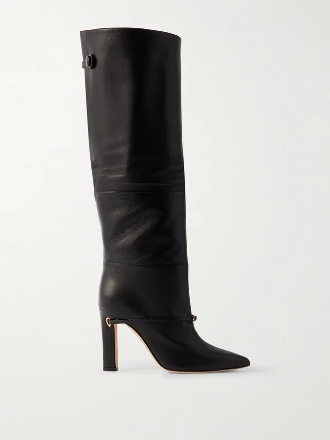 Jennifer Chamandi - Eddie Leather Knee Boots - Black