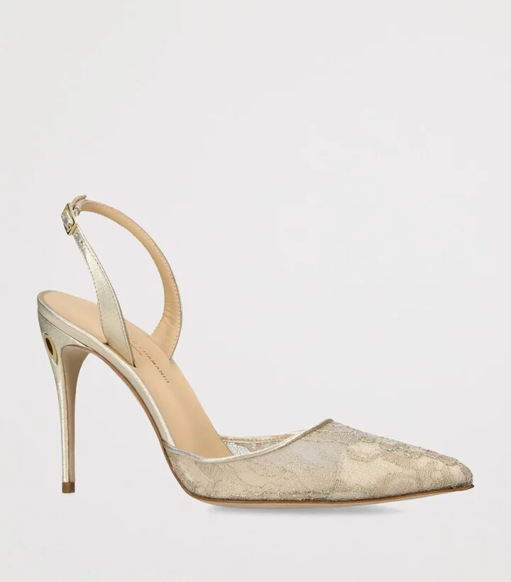 Jennifer Chamandi Lace Vittorio Slingback Heels 105 - Image 3