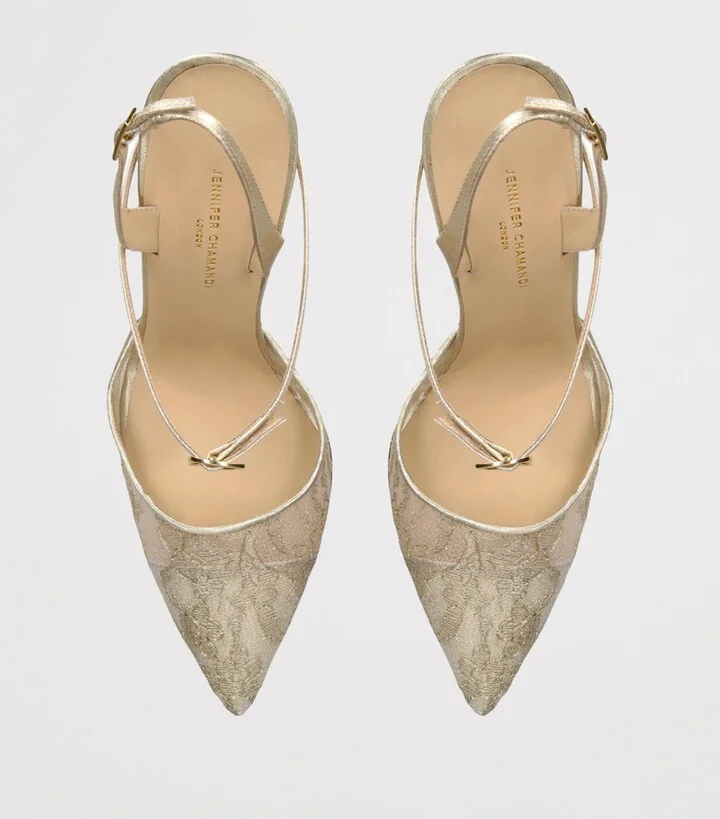 Jennifer Chamandi Lace Vittorio Slingback Heels 105 - Image 4