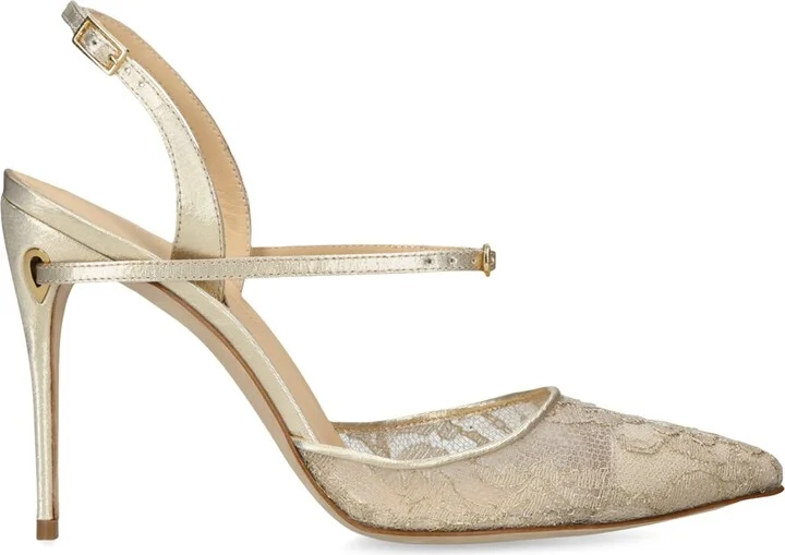 Jennifer Chamandi Lace Vittorio Slingback Heels 105