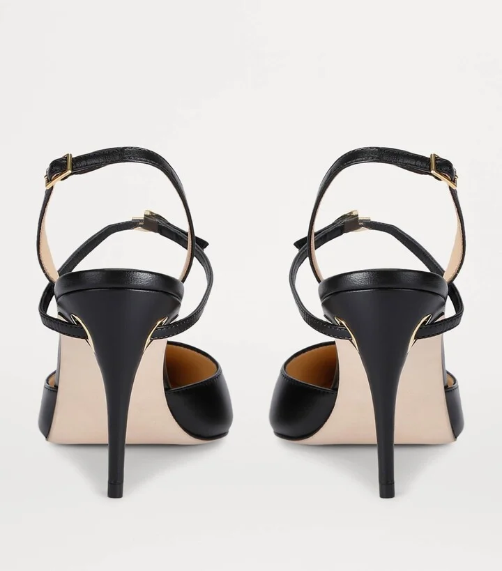 Jennifer Chamandi Leather Vittorio Slingback Pumps 85 - Image 2
