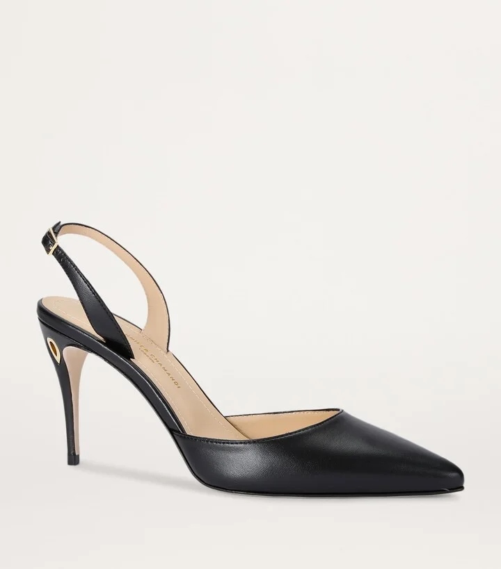 Jennifer Chamandi Leather Vittorio Slingback Pumps 85 - Image 3