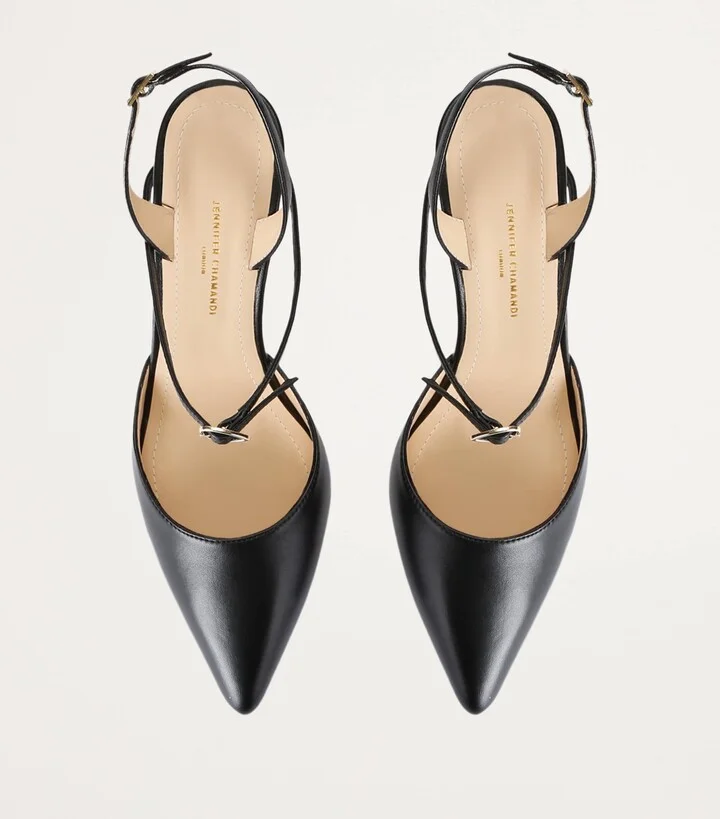 Jennifer Chamandi Leather Vittorio Slingback Pumps 85 - Image 4