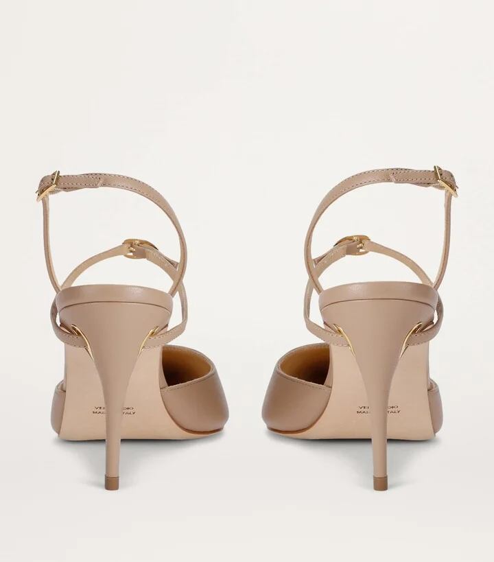 Jennifer Chamandi Leather Vittorio Slingback Pumps 85 - Image 2