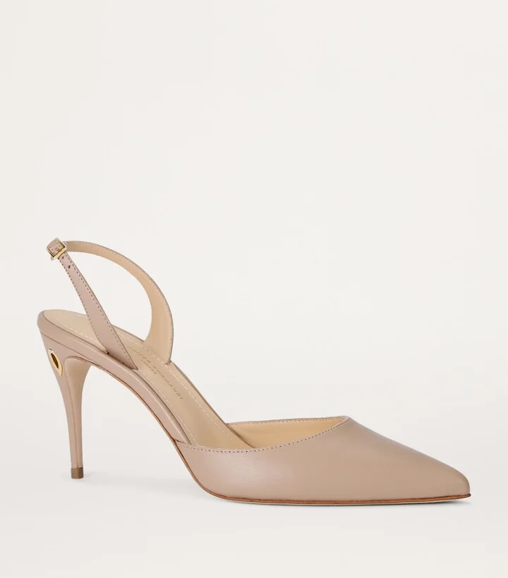 Jennifer Chamandi Leather Vittorio Slingback Pumps 85 - Image 3