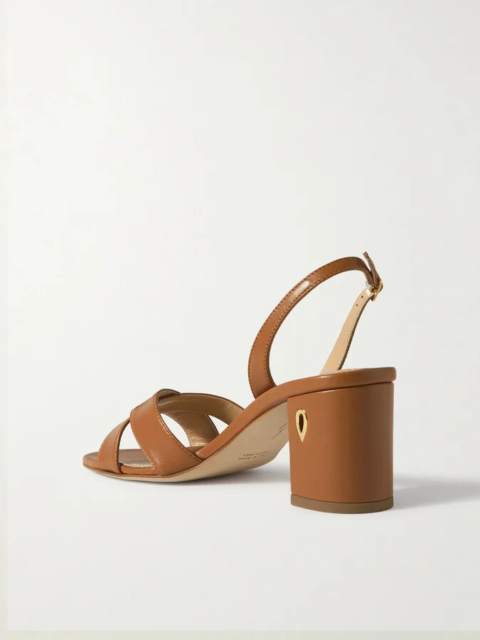 Jennifer Chamandi - Leonardo 65 Leather Slingback Sandals - Brown - Image 3