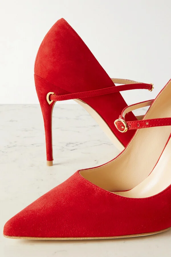 Jennifer Chamandi - Lorenzo 105 Suede Pumps - Red - Image 4
