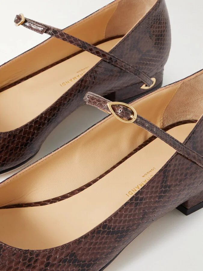 Jennifer Chamandi - Lorenzo 20 Elaphe Point-toe Flats - Brown - Image 4