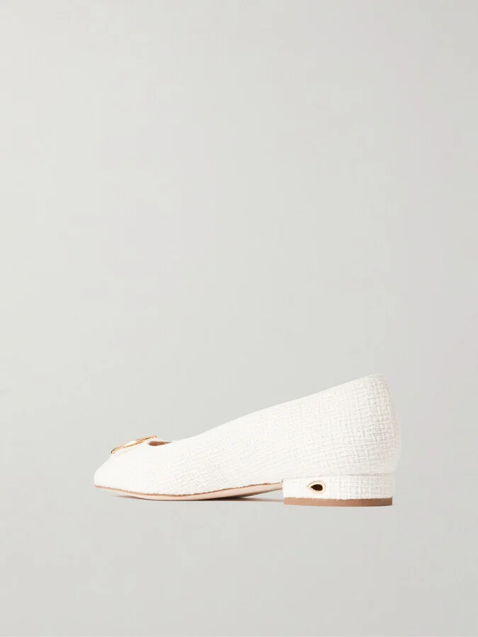 Jennifer Chamandi - Lorenzo 20 Embellished Tweed Point-toe Pumps - Ivory - Image 3