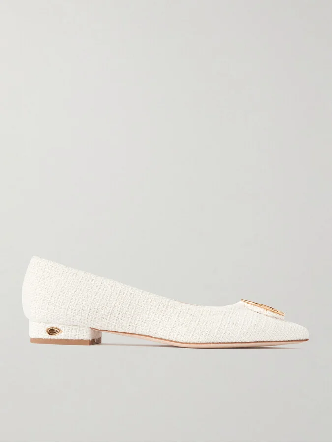 Jennifer Chamandi - Lorenzo 20 Embellished Tweed Point-toe Pumps - Ivory