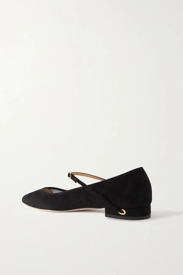Jennifer Chamandi - Lorenzo 20 Suede And Tulle Point-toe Flats - Black - Image 3