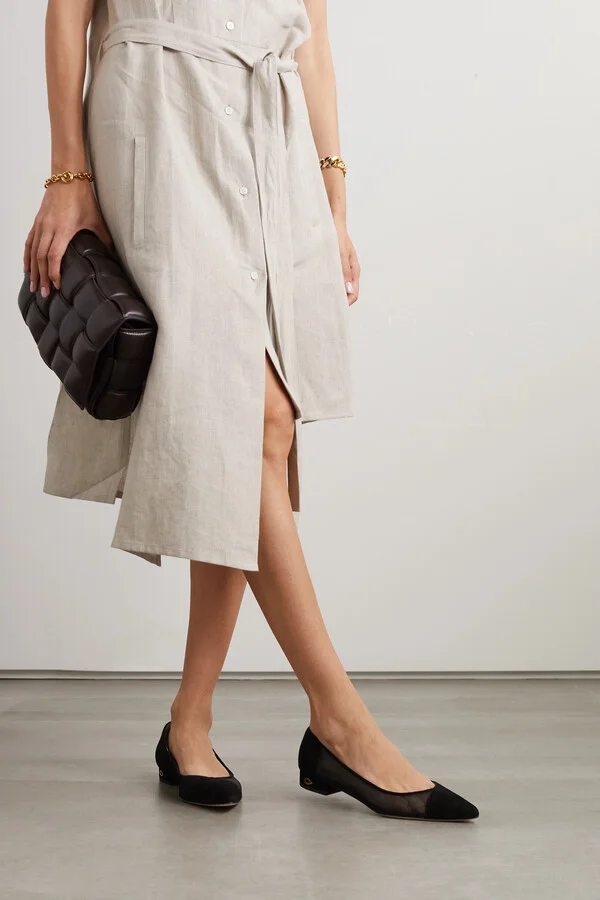 Jennifer Chamandi - Lorenzo 20 Suede And Tulle Point-toe Flats - Black - Image 6