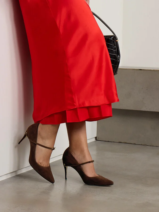 Jennifer Chamandi - Lorenzo 85 Suede Pumps - Brown - Image 2