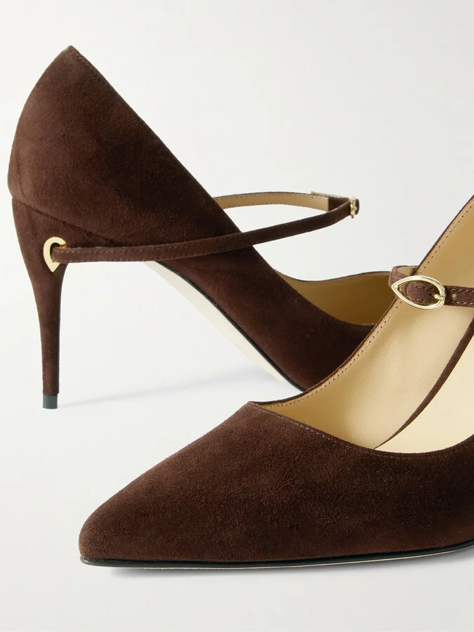 Jennifer Chamandi - Lorenzo 85 Suede Pumps - Brown - Image 4
