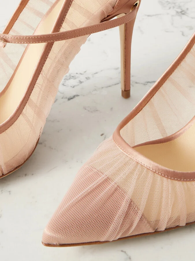 Jennifer Chamandi - Lorenzo Tulle And Satin Pumps - Pink - Image 4
