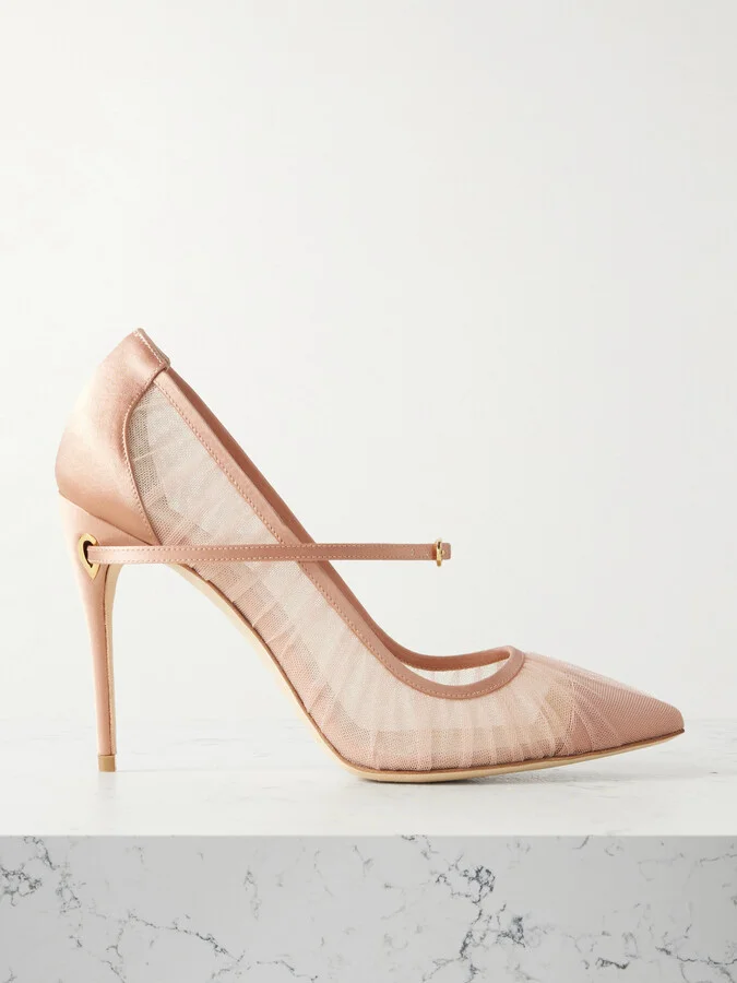 Jennifer Chamandi - Lorenzo Tulle And Satin Pumps - Pink