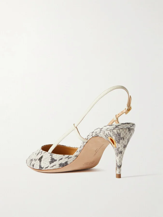 Jennifer Chamandi - Mario 65 Elaphe And Leather Slingback Pumps - Animal print - Image 3