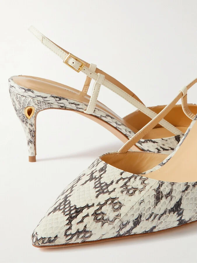 Jennifer Chamandi - Mario 65 Elaphe And Leather Slingback Pumps - Animal print - Image 4