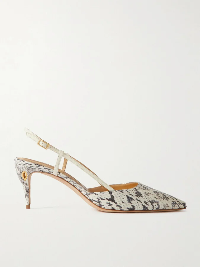 Jennifer Chamandi - Mario 65 Elaphe And Leather Slingback Pumps - Animal print