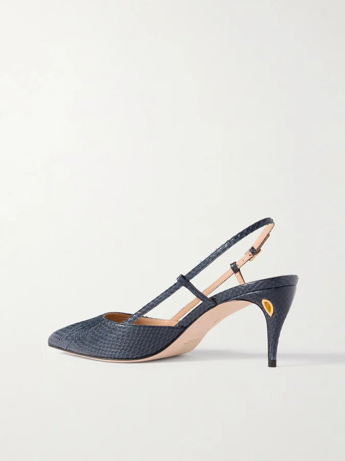 Jennifer Chamandi - Mario 65 Elaphe Slingback Pumps - Blue - Image 3