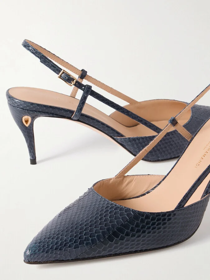 Jennifer Chamandi - Mario 65 Elaphe Slingback Pumps - Blue - Image 4