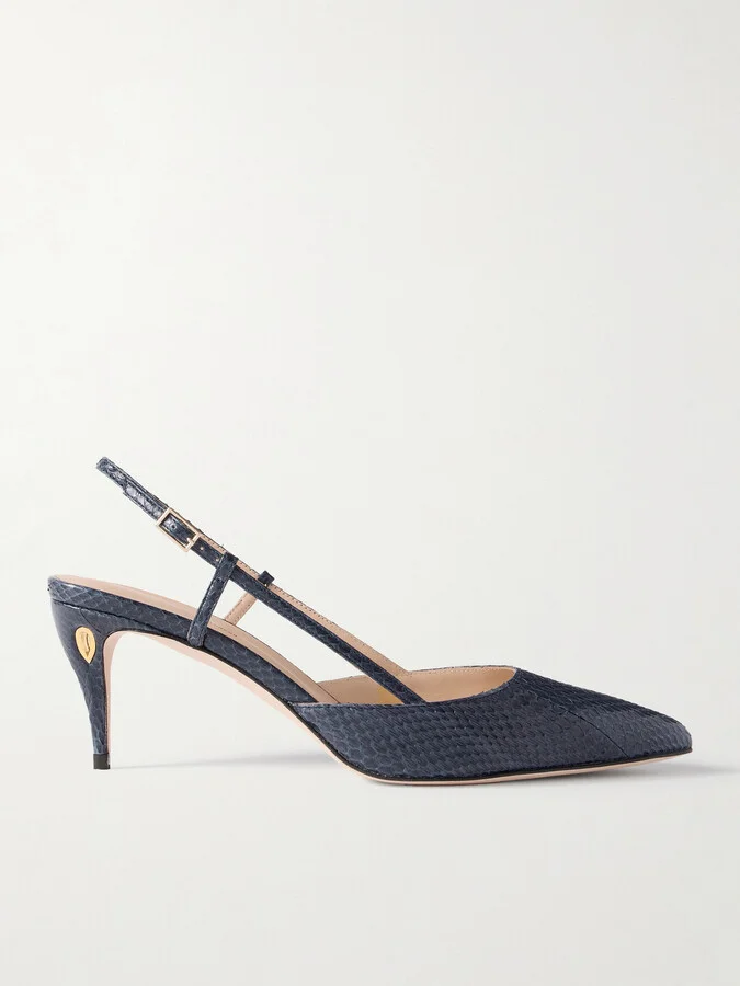 Jennifer Chamandi - Mario 65 Elaphe Slingback Pumps - Blue