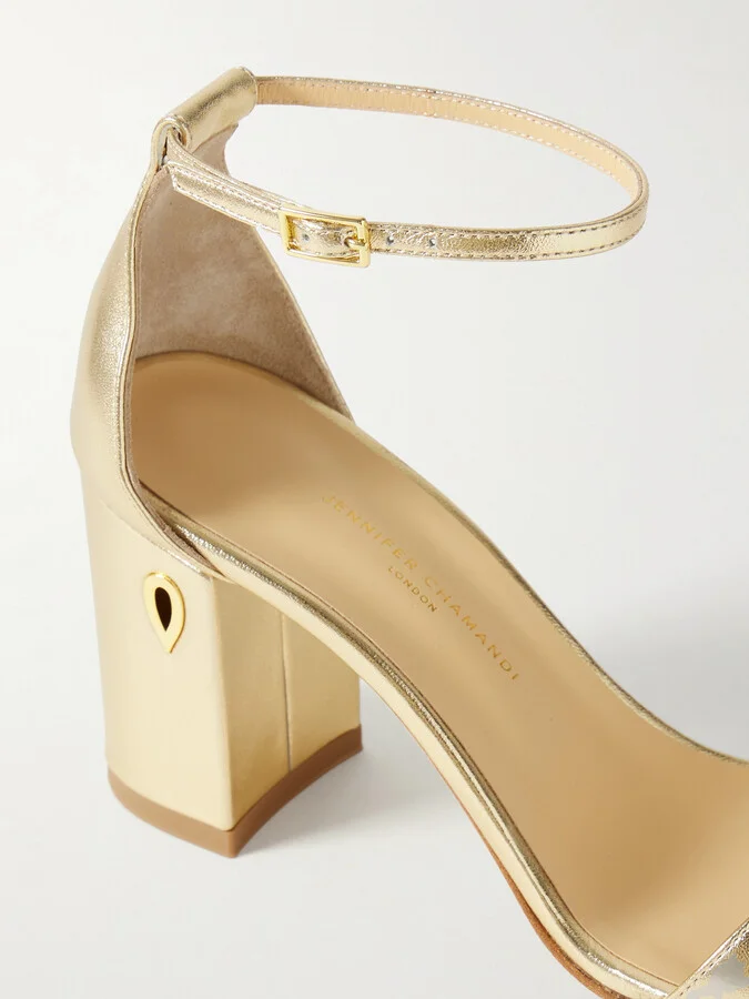 Jennifer Chamandi - Massimiliano 85 Metallic Leather Sandals - Gold - Image 4