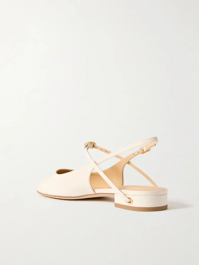 Jennifer Chamandi - Mattia 20 Patent-leather Slingback Flats - Cream - Image 3