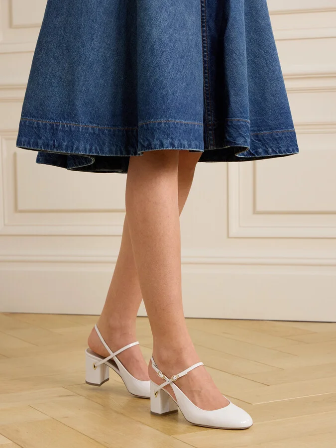 Jennifer Chamandi - Mattia 65 Patent-leather Slingback Pumps - White - Image 2
