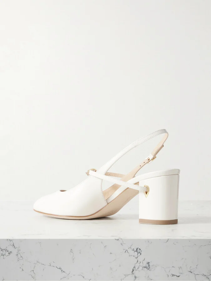 Jennifer Chamandi - Mattia 65 Patent-leather Slingback Pumps - White - Image 3