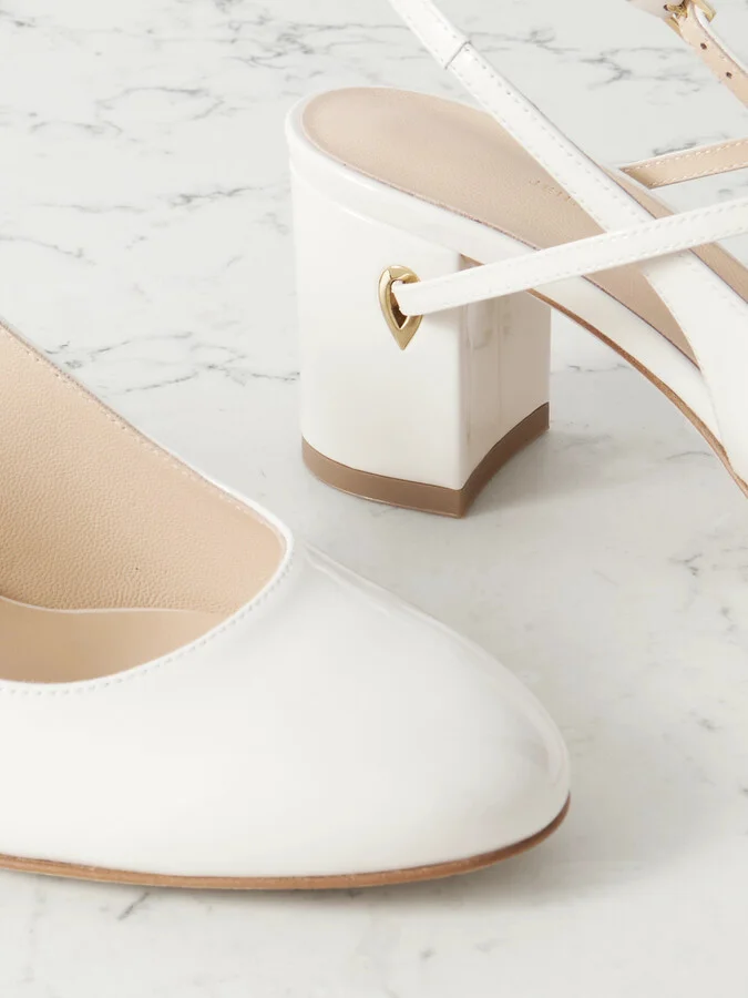 Jennifer Chamandi - Mattia 65 Patent-leather Slingback Pumps - White - Image 4