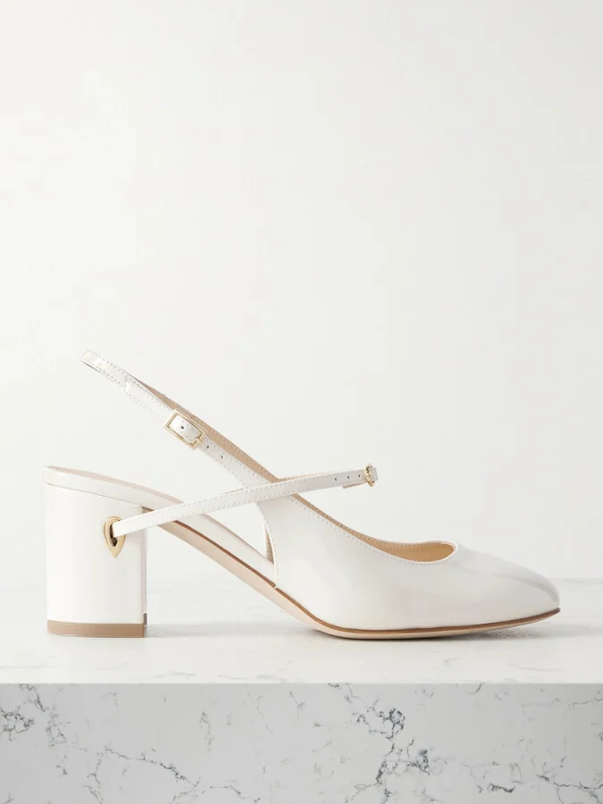 Jennifer Chamandi - Mattia 65 Patent-leather Slingback Pumps - White